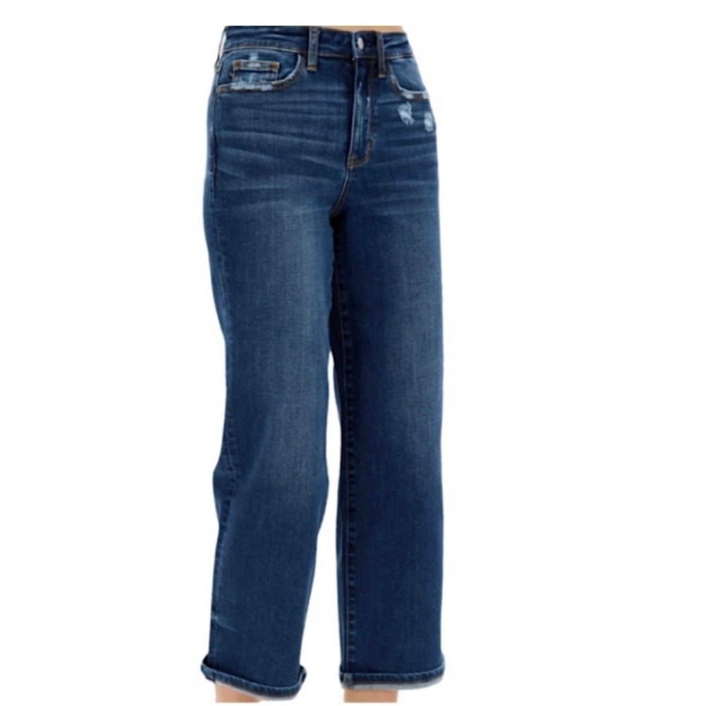 Judy Blue High Waist Destroyed Pocket Wide Leg Jeans 25W